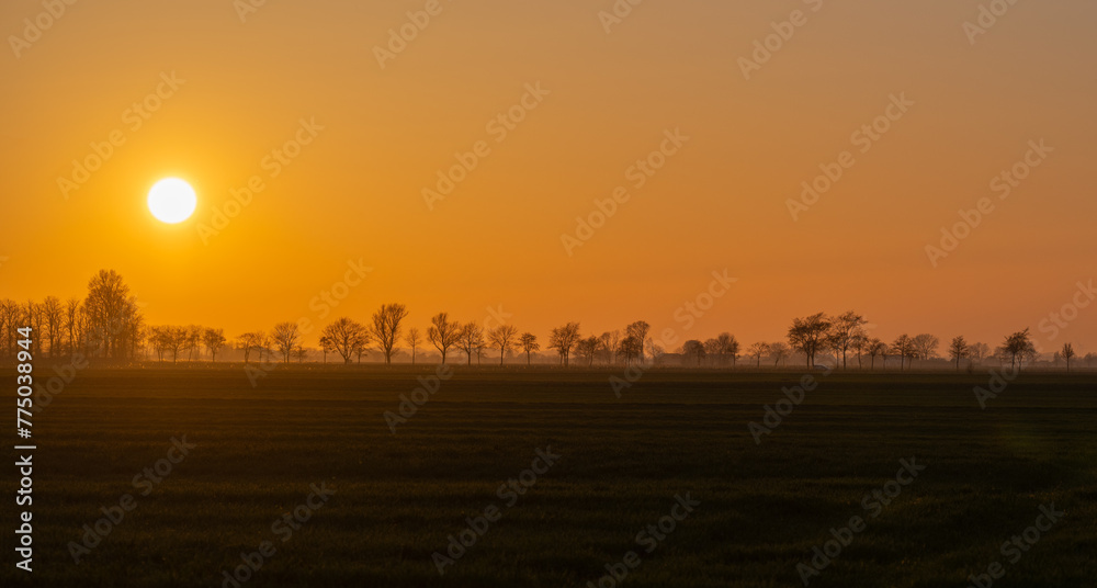 Intensiver Sonnenuntergang durch Sahara Staub verursacht über Norddeutschland