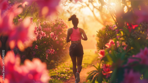 Woman running in thes summer