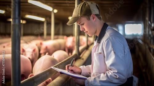 A Farmer Monitoring Livestock Health photo