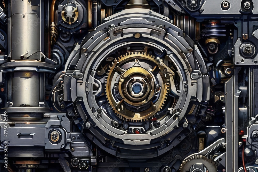 frame resembling an intricate clock mechanism, frozen in time.