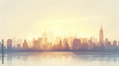 Urban Silhouette at Dawn, Cityscape Serenity Theme