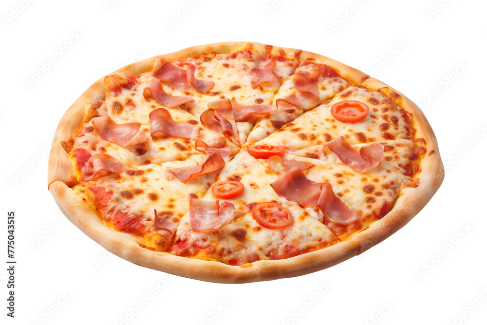 Pepperoni pizza with mozzarella isolated on white background cutout