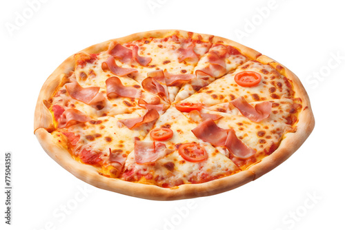 Pepperoni pizza with mozzarella isolated on white background cutout