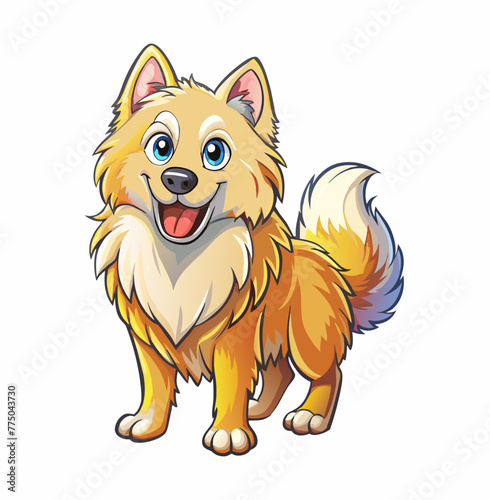 A Cartoon Style Happy American Eskimo Isolated on a White Background