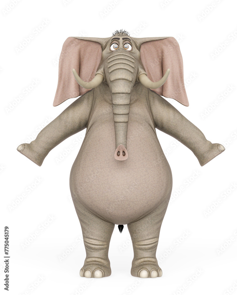elephant cartoon is standing up in a pose