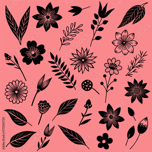 seamless floral pattern. set of flowers. set for printing on goods, business cards, clothing. 