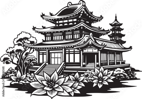 Japanese architecture. Hand drawn vector illustration  © Михаил Н