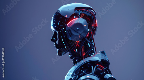 Futuristic Cyborg Human Modified with Digital Network Technology