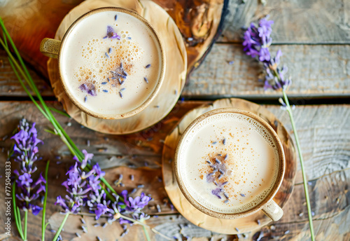 Lavender Chai Lattes in Vintage Cups