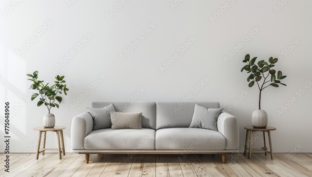 A simple and elegant living room with wooden floor A simple and elegant living room with wooden floor