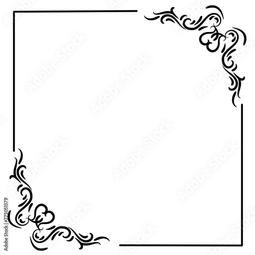 vector image of a black curved  frame, border on the white background.