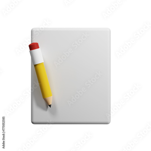 3D notebook and pencil
