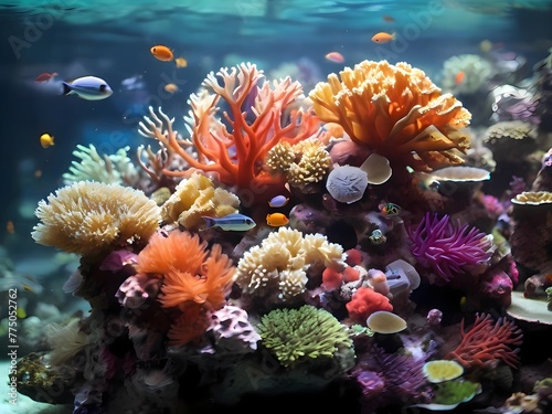 coral reef and coral under ocean clear water aquarium life © The Best One