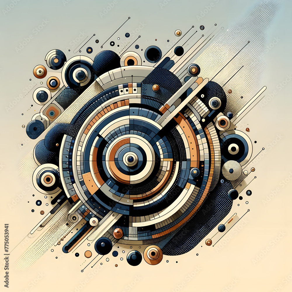 Fototapeta premium abstract background with circles, shapes, typography, clock