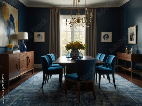 Timeless Elegance  Yale Blue Modern Dining Room