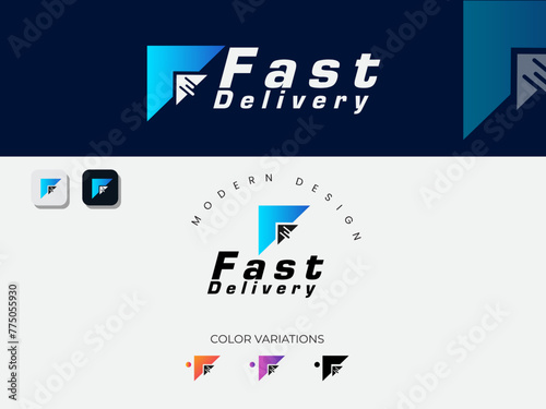 Fast delivery logo design. Delivering excellence in every package logo. Delivery boy. Curiare. Shipping. Parcel. Online. Express delivery. Speed.