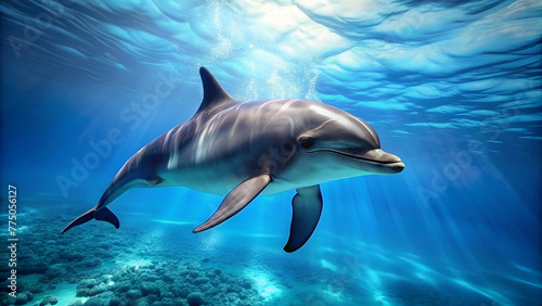 Graceful Dolphin Swimming Underwater  © MeMosz