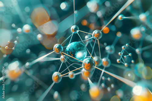 Atom abstrac background, Molecular science background image and atomic model.