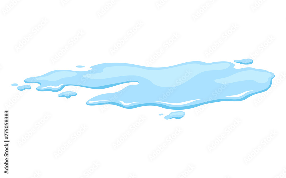 Water spill puddle. Blue liquid shape in flat cartoon style. Clean fluid drop design element isolted on white background Water spill puddle. Blue liquid shape in flat cartoon style. Clean fluid drop design element isolted on white background