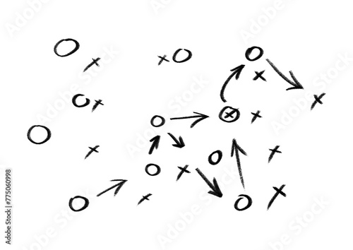  Tactic plan. Hand drawn strategy scheme sketch, isolated on free png background.