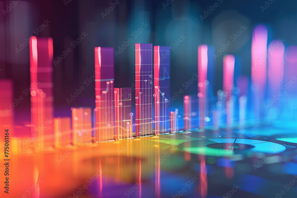 Abstract colorful background with graphs and lights. Slide background ...