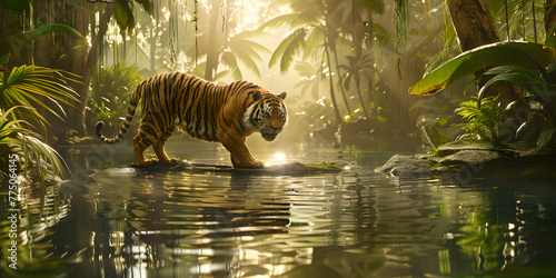 Tigre na paisagem da selva photo