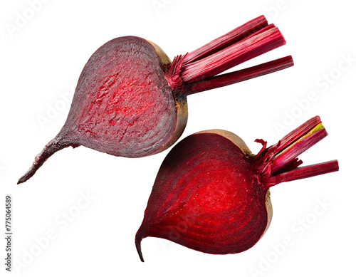 Fresh and raw chopped beetroot or red beet, isolated