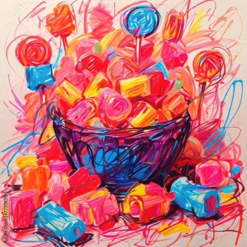 abstract candy drawing scrible crayon background illustration