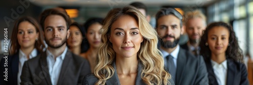 Corporate diversity: Multiracial professionals posing joyfully