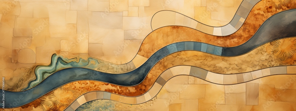 Fototapeta premium a simple winding road pathway on map abstract