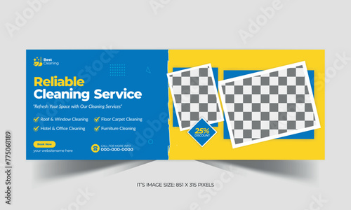 cleaning assistance Facebook Cover image or banner design template