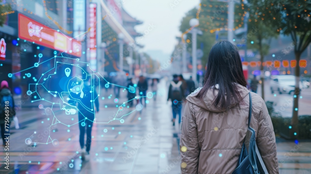 Obraz premium People in China use artificial intelligence technology to help with various tasks, convenient, fast, and accurate. 