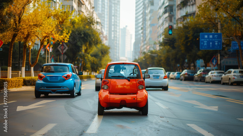  People in China use electric cars to travel. They are convenient, fast and environmentally friendly.  © venusvi