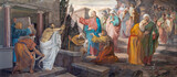 MILAN, ITALY - MARCH 4, 2024: The fresco of Resurrection of Lazarus in the church Chiesa di San Giorgio al Palazzo by Virginio Monti (1891).
