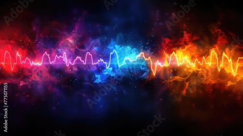 Rainbow colored EKG graph displaying a healthy heartbeat rhythm  vibrant and dynamic