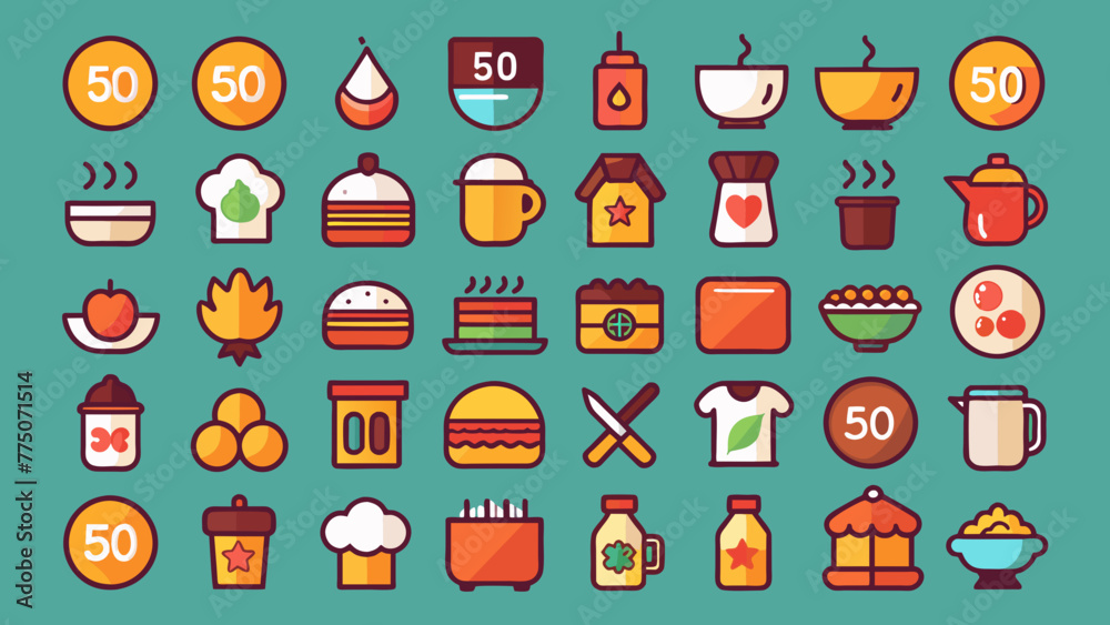 Set Of Colorful Cooking Icons Set Of Colorful Cooking Icons