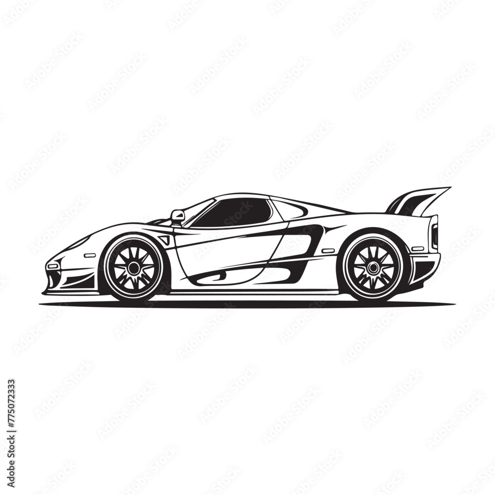 Sports Car Side View Vector Art, Icons, and Graphics, car isolated on white