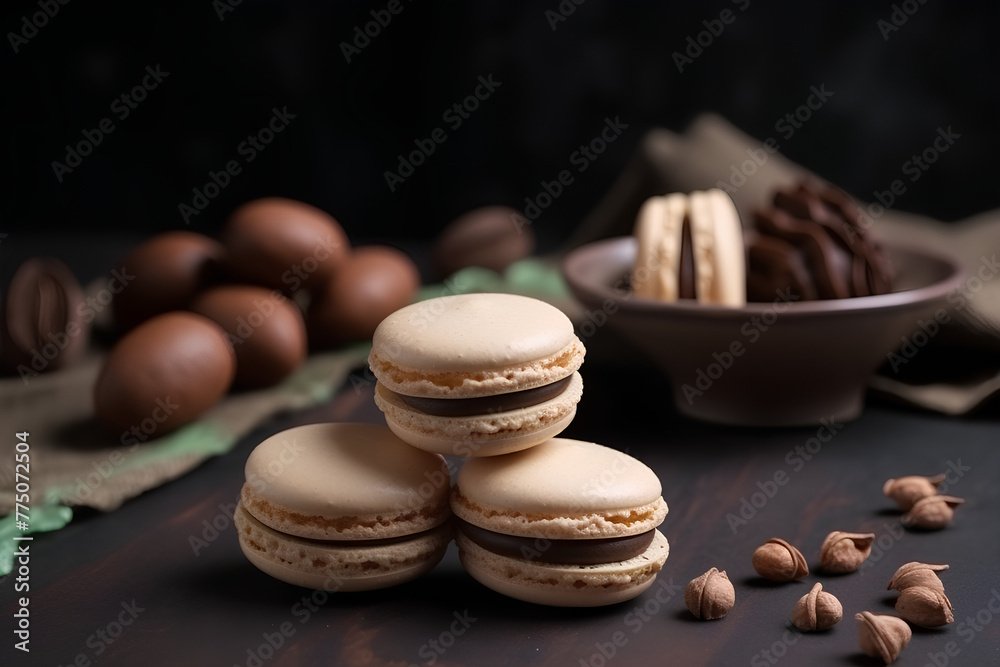 Fotografie macaroons and coffee made by midjourney