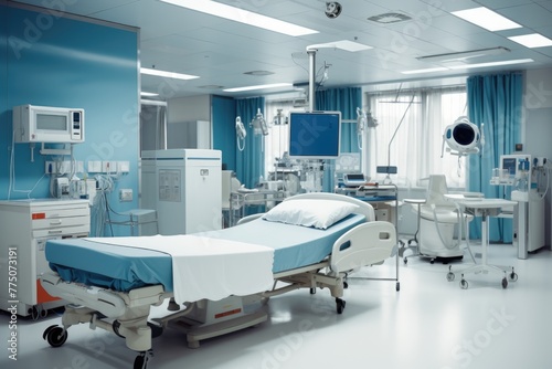Modern Hospital room with beds and medical equipment in the hospital