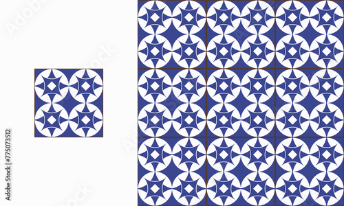 portuguese decorative tile ceramic illustration in seamless pattern decorative style template.