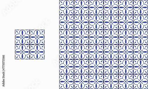 portuguese decorative tile ceramic illustration in seamless pattern decorative style template.