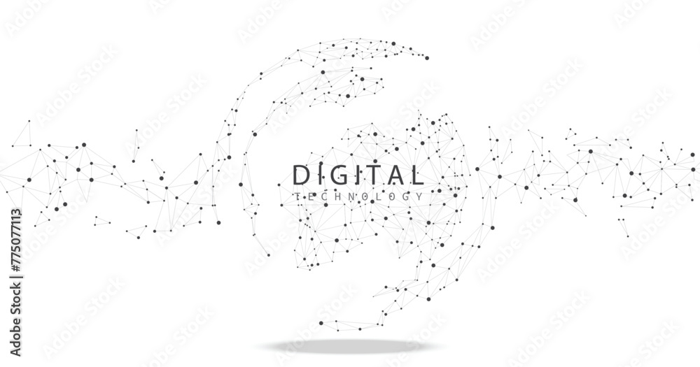 Futuristic digital innovation background for connection global. World image on white background. Connection technology for business. 3D vector illustration.