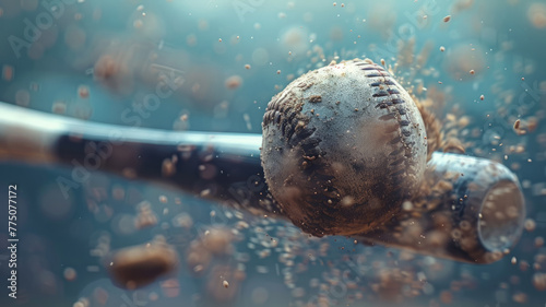 A baseball being hit by a bat