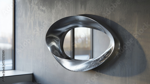 Circular metal sculpture on a wall