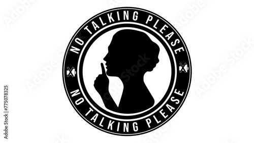 No talking sign, female silhouette with finger on lips, black isolated silhouette 
