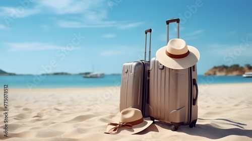 Summer travel concept with a suitcases