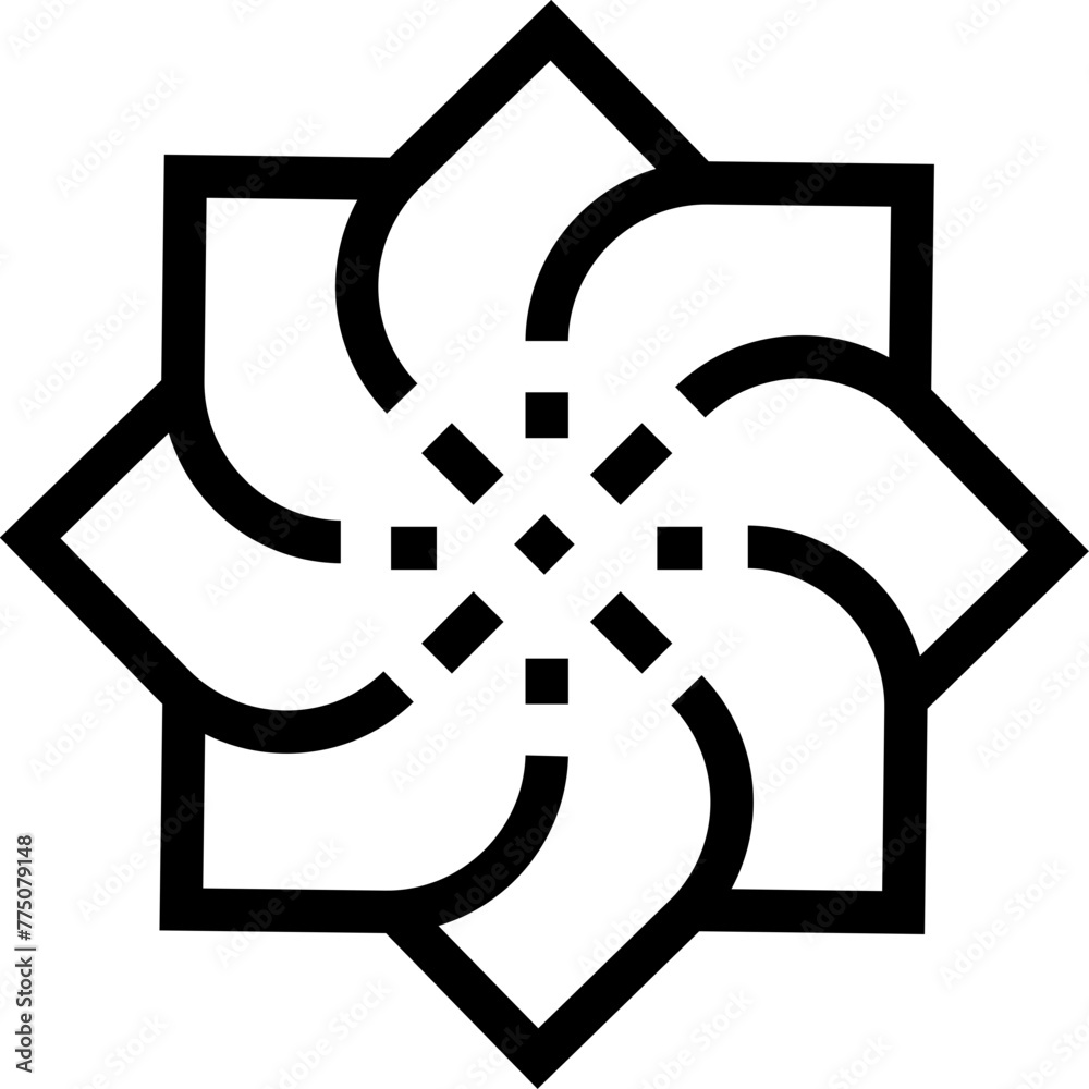 flower pattern geometric pictograph outline icon for pattern,logo,decoration,bullet,etc.
