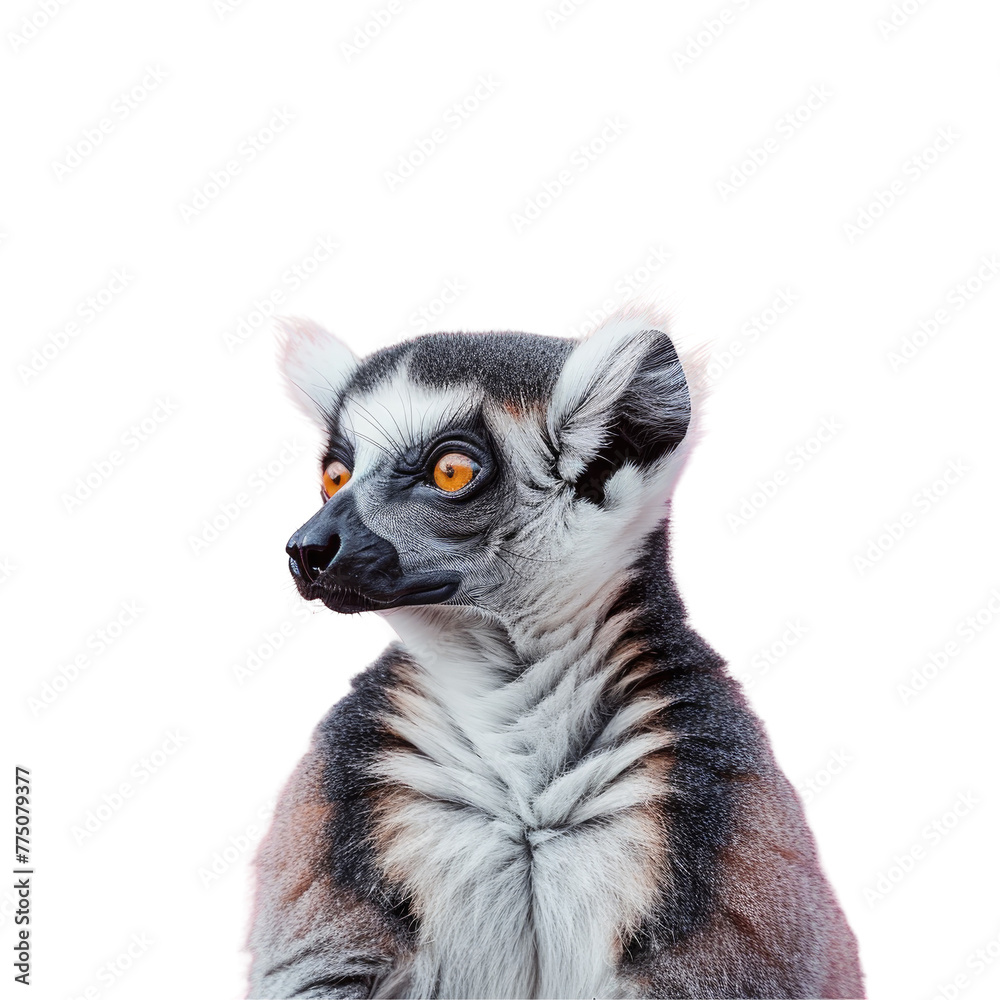 Obraz premium Lemur resting on transparent against transparent Background