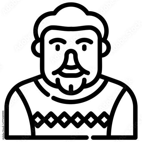 avatar old woman. vector single icon with a dashed line style. suitable for any purpose. for example: website design, mobile app design, logo, etc.