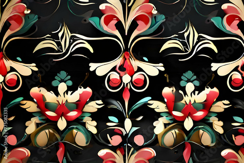 seamless pattern with flowers.  design  ornament  illustration  vintage  decoration  texture  art  leaf  decor  textile  backdrop Ai generated 